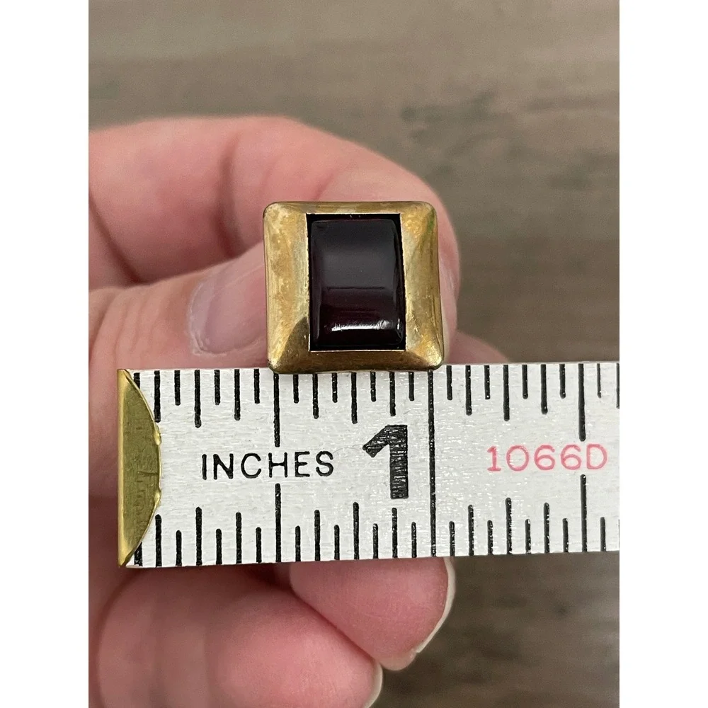Swank Cufflinks Vintage 1/40 10K RGP Red‎ Stone Gold Rectangle Bullet Back